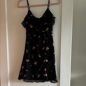 All in Favor Black Dress with Pink and Yellow Floral